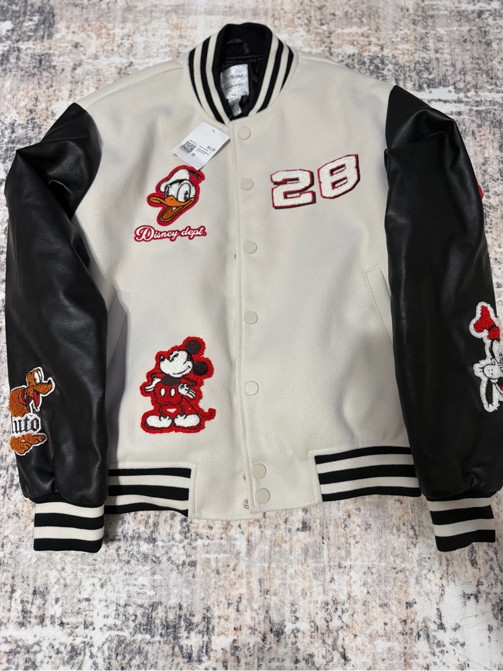 Disney Kids Varsity Jacket with Mickey & Donald - White/Black